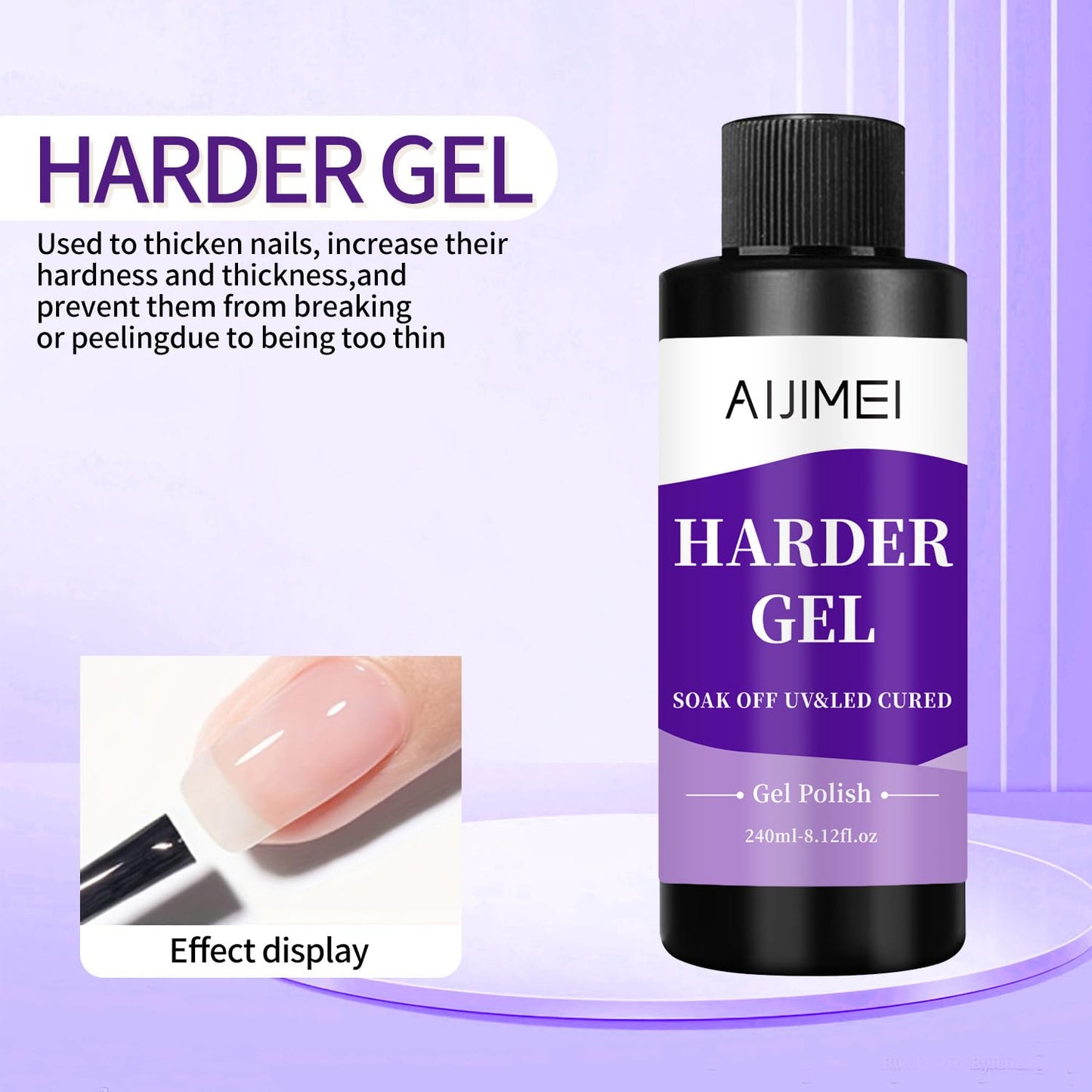 Harder Gel Builder Gel Nail Builder Strengthener for Art Versatile Use for All Nail Types, Fast Drying Gel Extension 8 Fl Oz
