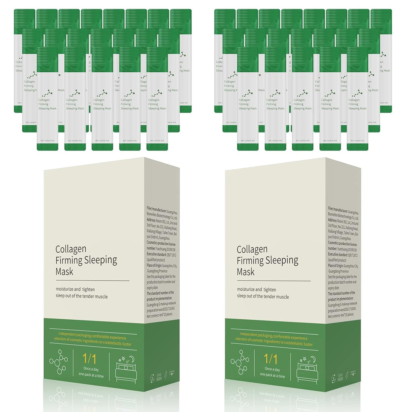 Sea-Maid Korean Collagen Firming Sleeping Mask(40 Pcs), Wash-Free Firming Anti Aging Moisturizing Face Mask for Women, Smooth & Tight Skin, Individual Packaging