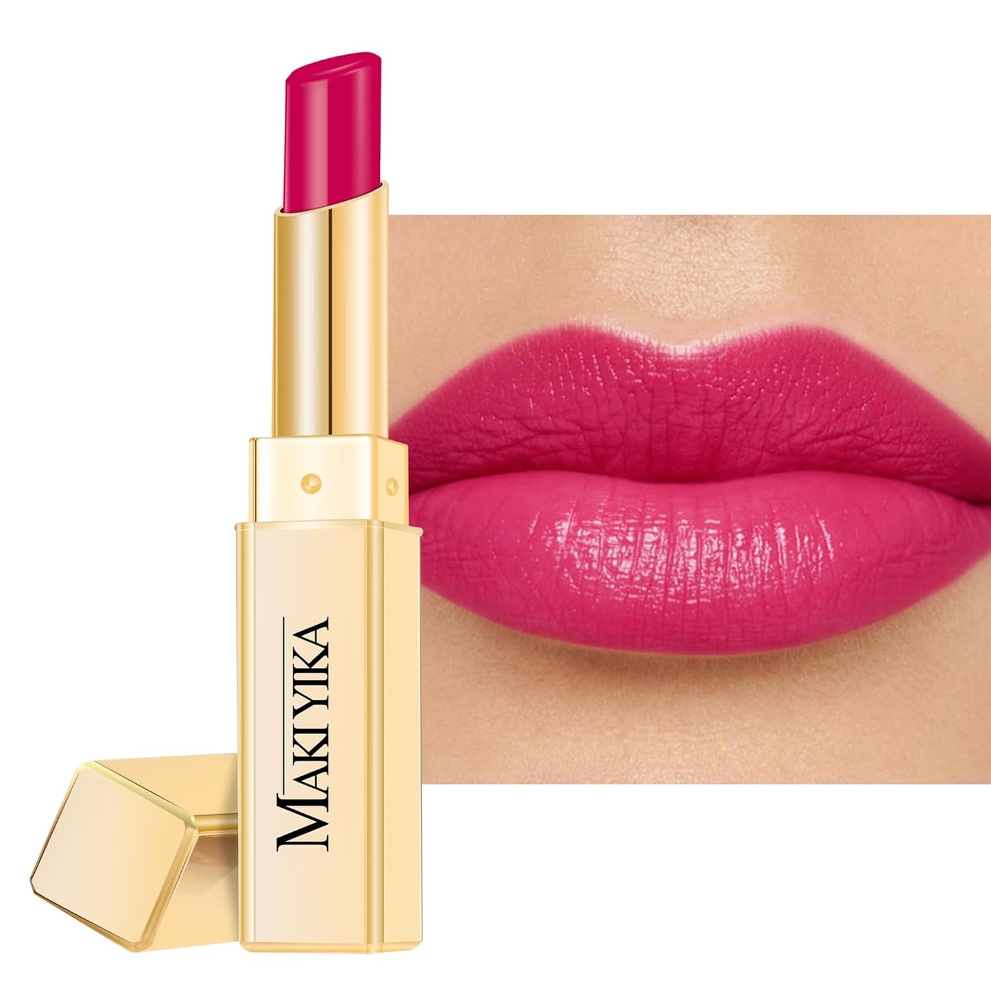 MAKI YIKA Moisture Hot Pink Lipstick for Women Hydrate Lip Balm for Dry Cracked Lips Weightless Glossy Lip Color Juicy Finish,MA056 Girl's Pink