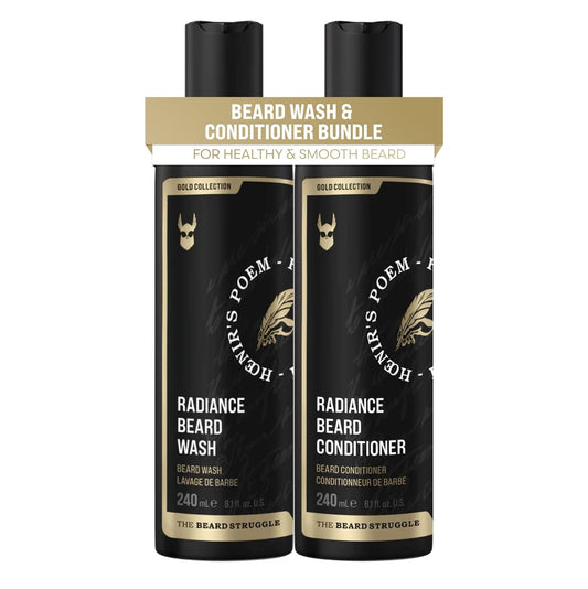 The Beard Struggle - Radiance Beard Wash & Conditioner Bundle - Gold Collection - Pack of 2, Hoenir's Poem - Nourish, Cleanse, Softens, & Strengthens Beard - Beard Wash and Conditioner for Men