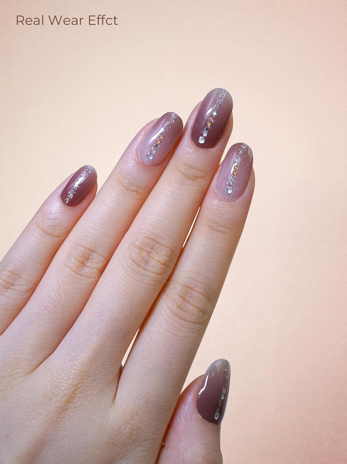 Pre Cured Gel Nail Strips - 44PCS Salon Quality Gel Nail Stickers - Long Lasting Polish Wraps for Women no UV Light Needed Easy Apply& Remove (Mystic Purple）