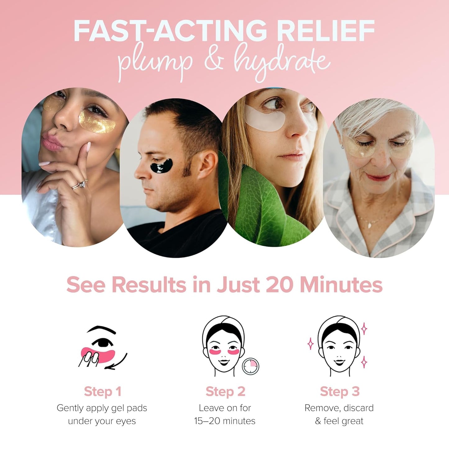 ToGoSpa Rose Gold EYES, Dark Circle Warrior | Premium Clean Anti-Aging Gel Pads with Collagen, Hyaluronic Acid, Aloe Vera, Vitamins C & E, 1 Pack - 3 Pair