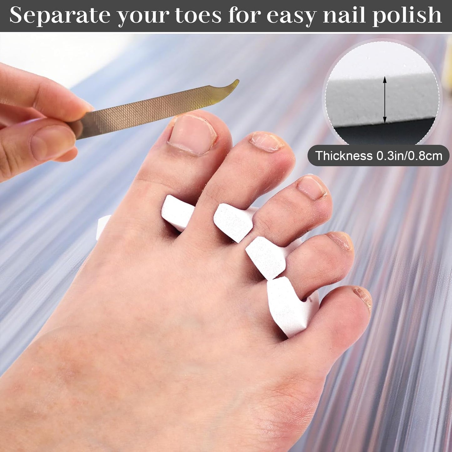 LemonRoad 300 Pcs (150 Pairs) Sponge Toe Separator Pedicure Finger Separator Tool Toe Divider Spacer Soft for Polishing Pedicure Manicure Coating Gel Painting Nail Beauty Accessory (White)