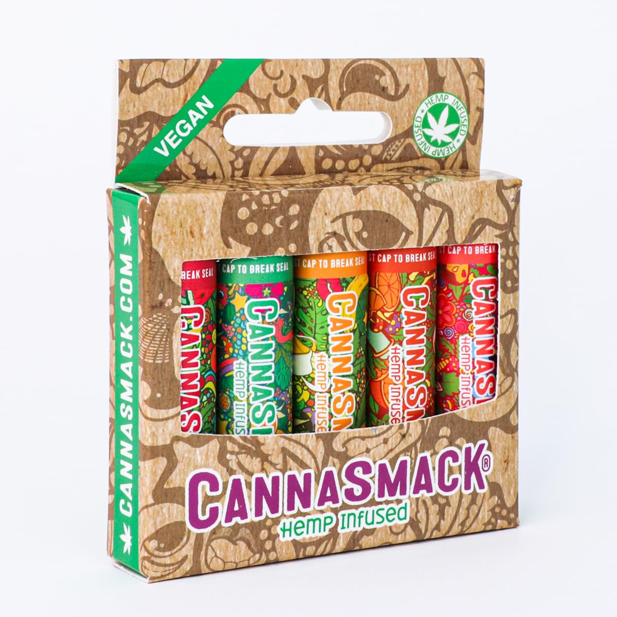 CannaSmack Vegan Hemp Lip Balm - 5 Flavors Included - Soothe, Moisturize, Hydrate, Protect, & Nourish Dry Chapped or Irritated Lips - Made with Hemp Seed Oil, Natural, & Botanical Ingredients