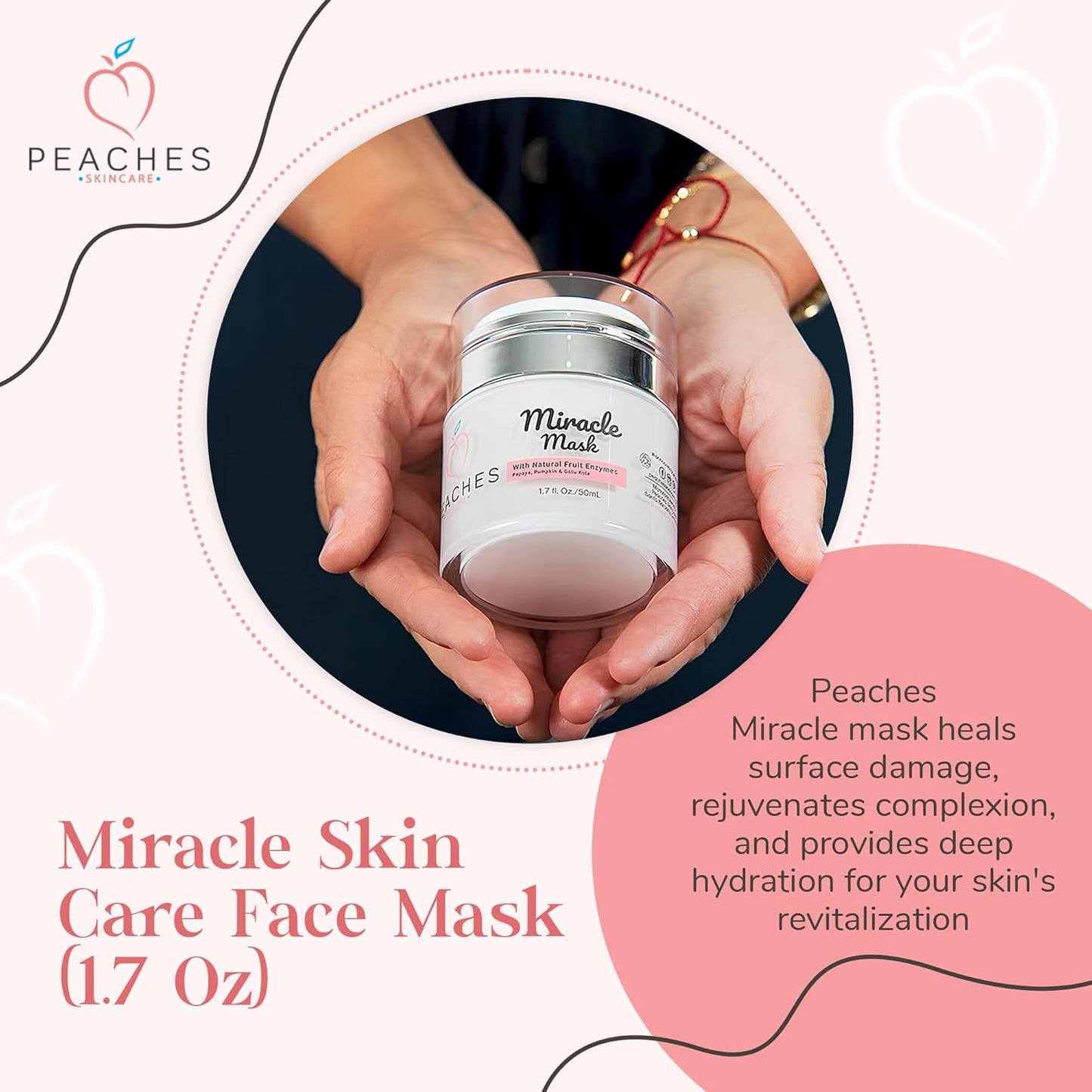 Hydrating Face Mask with Beeswax, Avocado Oil, Pumpkin, and More – Gently Removes Dead Skin Cells – Miracle Mask (1.7 oz)