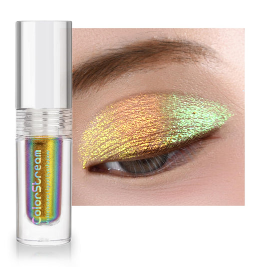CHARMACY Multichrome Liquid Metallic Eyeshadow, Chameleon Shifting Color, Holographic Glitter Eyeshadow, Long Lasting Wear, Vegan Eye Topper for Party, Daily Makeup #02