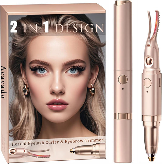 2 in 1 Heated Eyelash Curlers and Eyebrow Trimmer for Women, Electric Eyelash Curler with 2 Temperature Modes Anti-Burn USB Rechargeable Heated Eyelash Curler, Ideal Gift for Women WF915