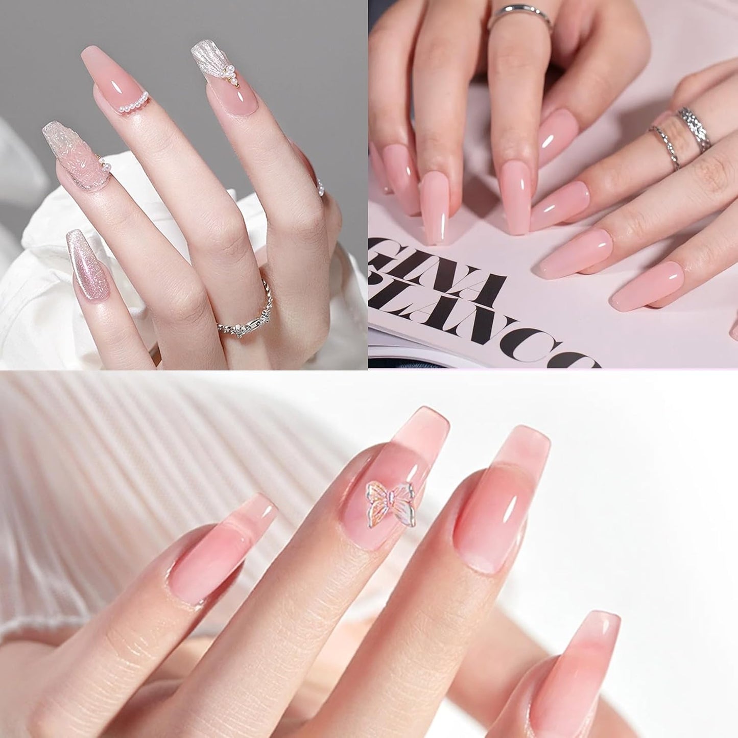 Super Nail Acrylic Powder: 3 Pcs 28g Cover Pink Polymer for 3D Art Carving French Extension - Clear Dark Pink Professional - No Need Lamp