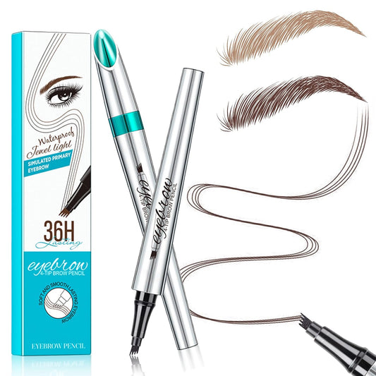 Microblading Eyebrow Pencil, Eyebrow Pen with an Upgrade Micro-Fork Tip Applicator, Waterproof Long-Lasting Microblading Brow Pen, Brow Pencil for Natural Looking Brows Makeup, Dark Brown, 1Pcs