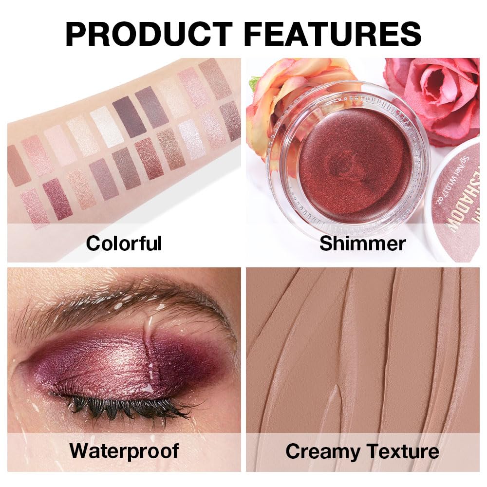 evpct Matte Nude Brown Single Cream Eye Shadow Palette Pot Makeup for Older Women, Highly Pigmented Monochrome Cream to Powder Eyeshadow Palette Matte Liquid eyeshadow, Natural Waterproof Blendable