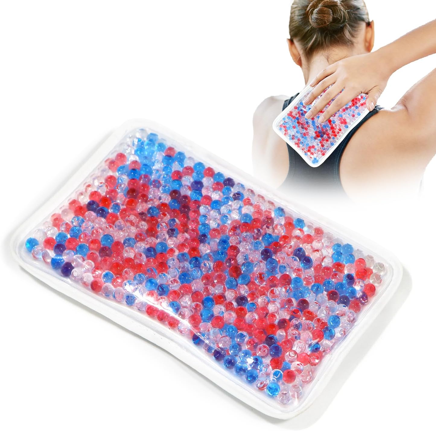 Gel Beads Ice Pack Ice Bag with Strap-1 Pack Reusable Hot & Cold Pack Compress for Knee, Shoulder, Foot, Back, Ankle, Neck, Hip, Elbow, Wisdom Tooth-7.76''x4.93''