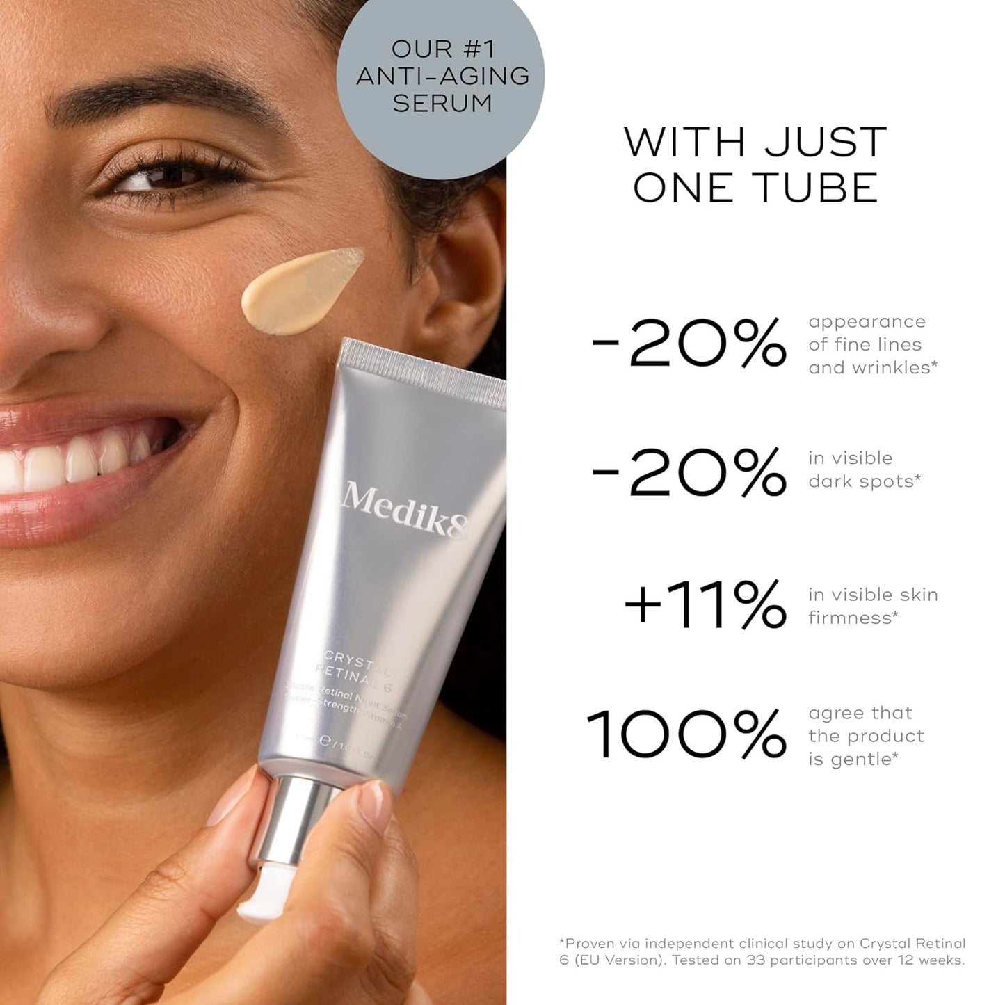 Medik8 Crystal Retinal 6 - Firming, Advanced Skin Retinaldehyde Face Serum - Night Serum with Hyaluronic Acid and Vitamin E - Gluten Free - 1 oz