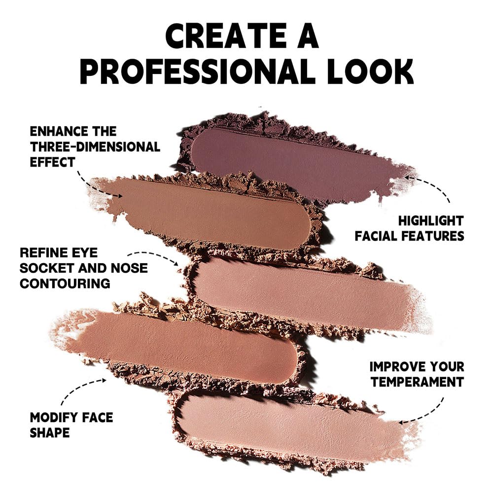 Natural Matte Warm Brown Cream Contour Palette – Lightweight, Blendable Monochrome Powder Base for All Skin Tones, Face Makeup for Women & Men, Vegan & Cruelty-Free, Paleta de Contorno en Crema Mate