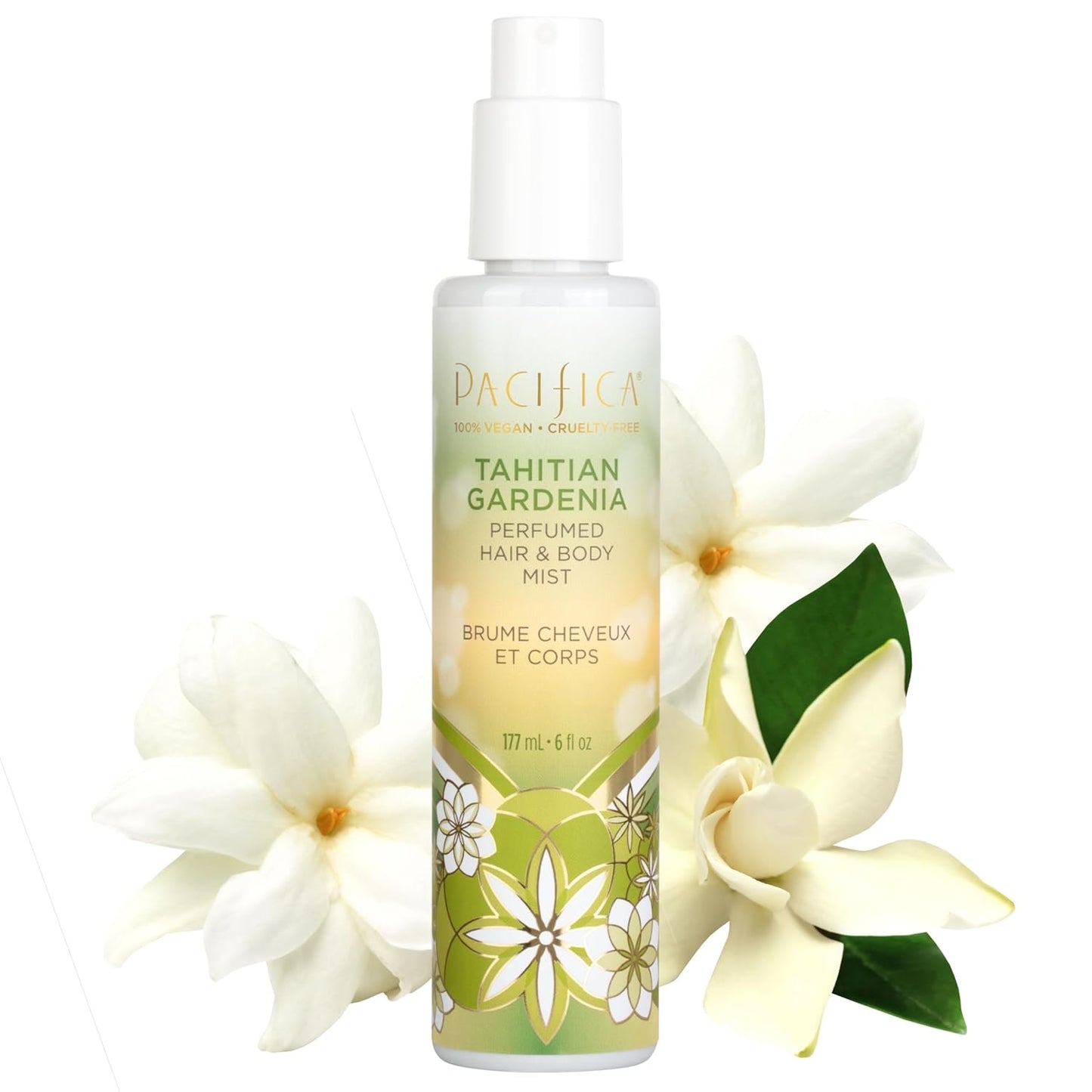 Pacifica Beauty, Tahitian Gardenia Hair Perfume & Body Spray, Citrus Gardenia and Jasmine Notes, Clean Perfume & Fragrance, Vegan & Cruelty Free, Phthalate-Free, Paraben-Free