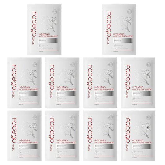Collagen Face Mask - Hydrating & Moisturizing Sheet Mask with Natural Centella Asiatica for Soothing Skincare, Deeply Nourishing Dry Skin 10-Count