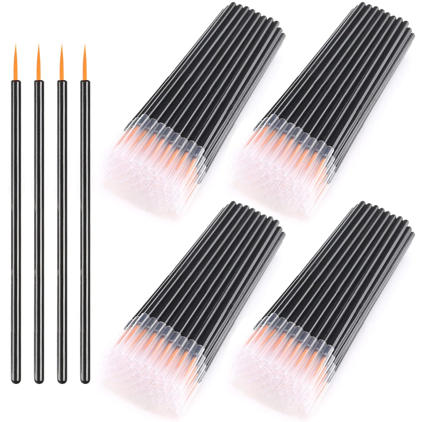 Akstore 200PCS Disposable Eyeline Mascara Brushes Eyelash Brush Wands Applicator Makeup Brush Tool Kits (Black 200PCS)