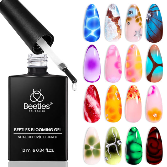 Beetles Blooming Gel, Blooming Gel Nail Polish Clear Uv Led Blossom for Spreading Effect Marble Natural Stone Watercolor Floral Print Fall Nails Soak off Diy Nail Art Design Manicure Gift for Women