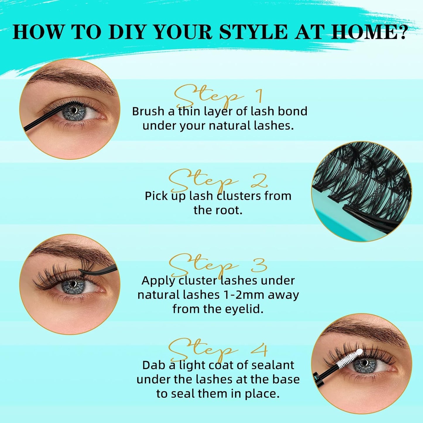 Lash Clusters Kit 240PCS Eyelash Extension Kit D Curl Wispy Clusters Lash DIY Lashes Extensions Kit Natural Individual Lashes Kit with Lash Bond and Seal Eyelash Tweezer(30D,D-Mix9-16mm)