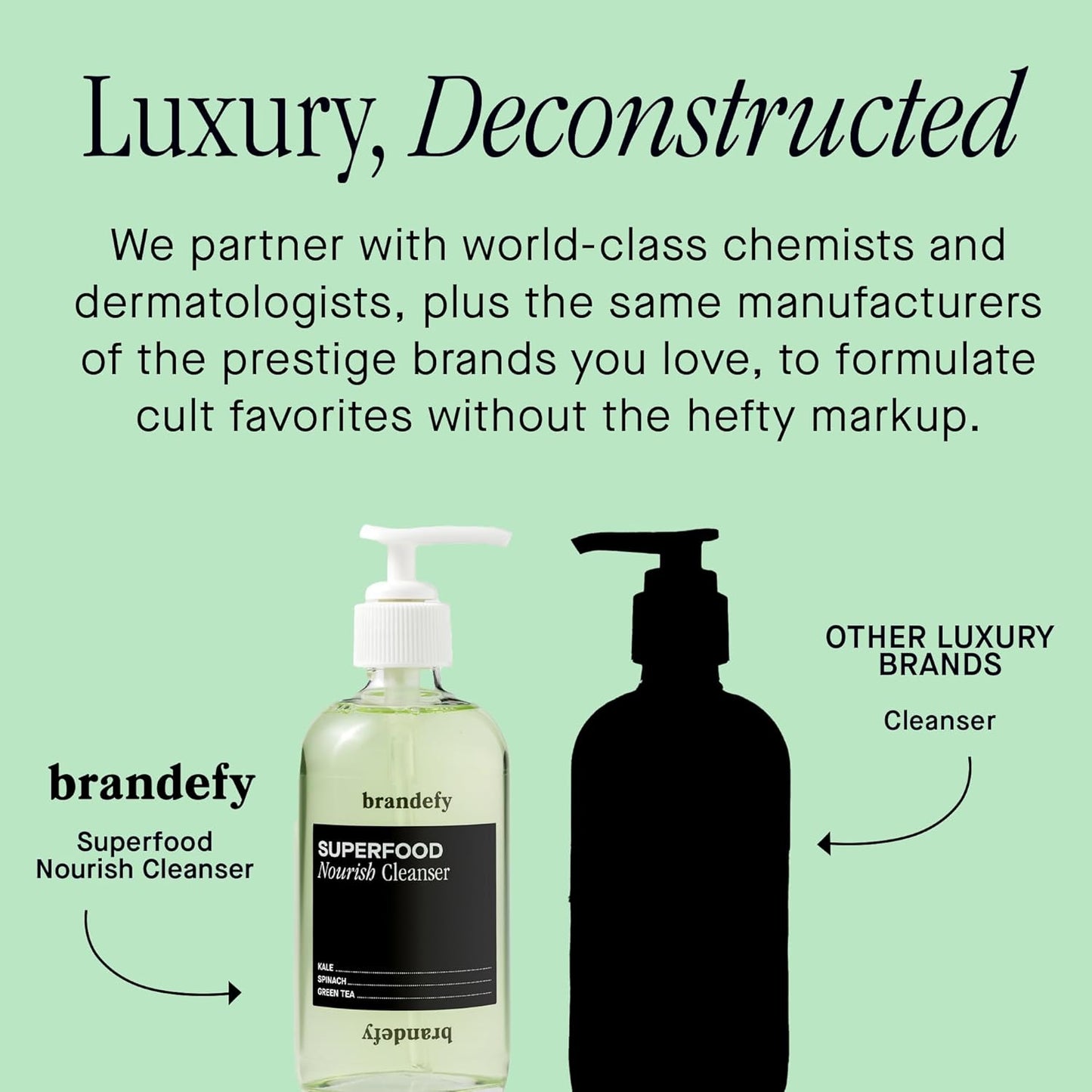 Brandefy Superfood Face Wash, Gentle & pH Balanced Cleanser w/Kale, Green Tea, Spinach, Vitamin C, E, K2- Softens & Nourishes Skin, Organic Facial Cleanser for All Skin Types (8 Fl Oz)