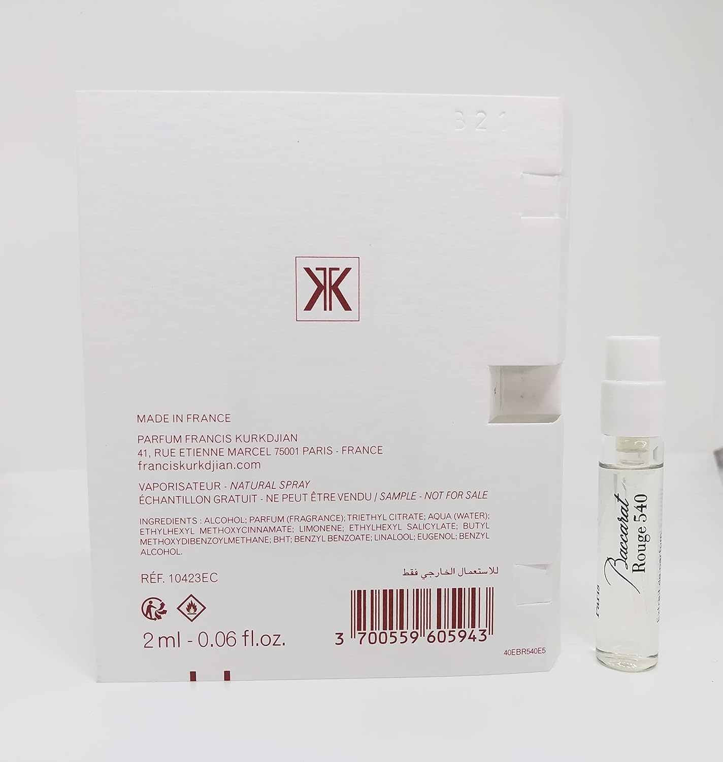 Maison Francis Kurkdjian Baccarat Rouge 540 EXTRAIT de Parfum Vial Sample Spray 2ml/ 0.06oz New