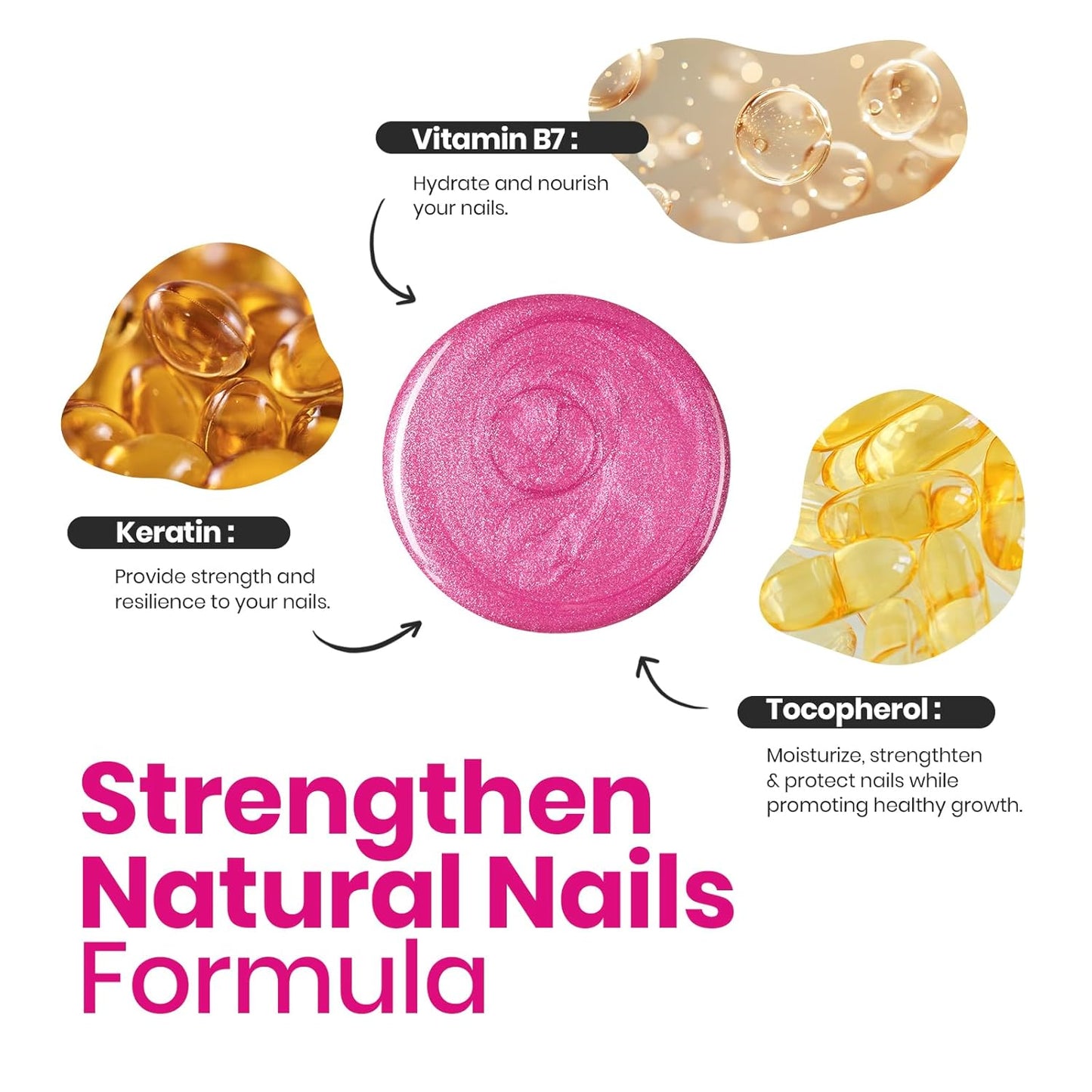 Beetles 1Pcs 15ml Hot Pink Nail Polish: Fast Drying & Long Lasting Nail Polish Romantic Reverie Nail Nail Lacquer Shimmer Art Effect for Grils Women Gifts