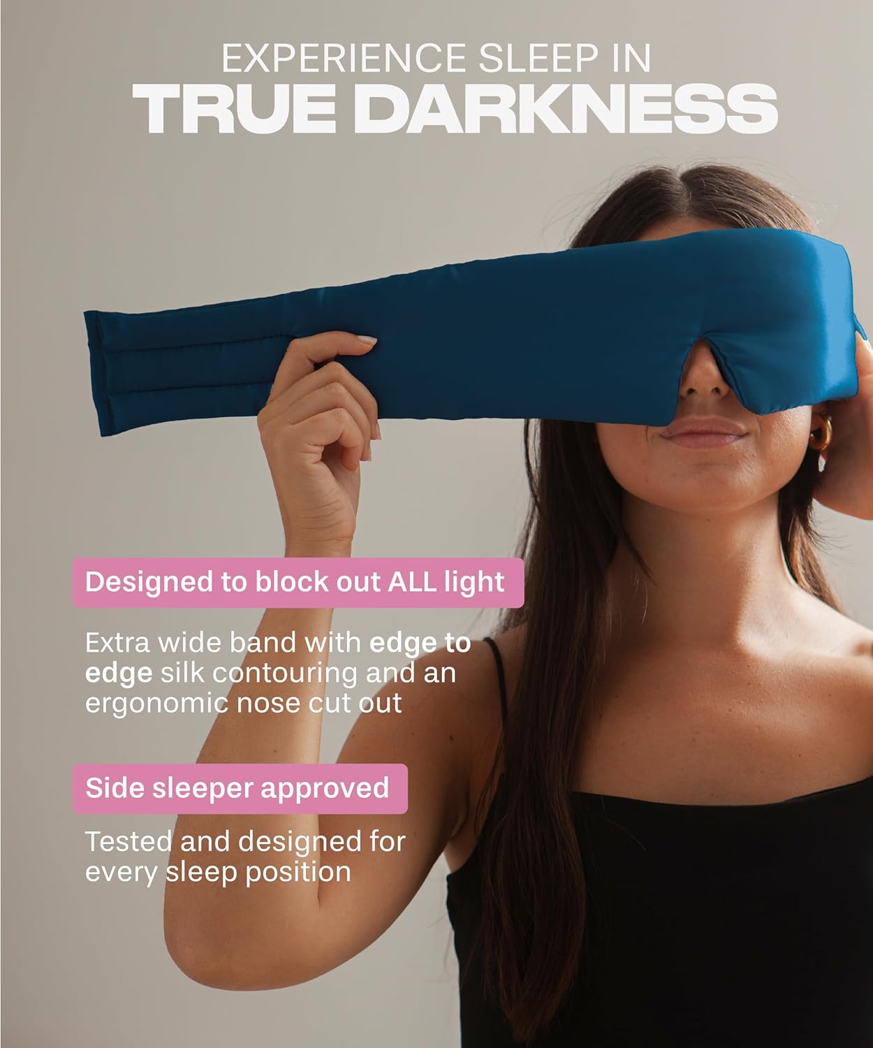 SUNDAYSILKS™ | Adjustable Silk Sleep Mask for Side Sleeper | Cloud-Like Comfort, Weighted for Deep Sleep | Soft Sleep Face Mask for Women & Men, Full Blackout, Cooling Silk Eye Mask for Sleeping