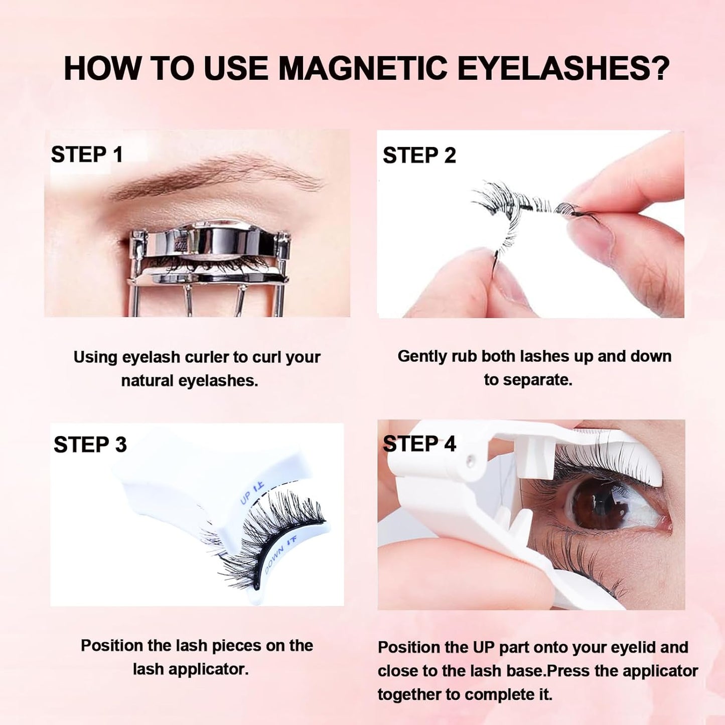 LAUBESS Magnetic Eyelashes with Applicator 2 Pair No Glue Needed Natural Look Magnetic Lashes Easy to Wear and Remove(L06/L08)