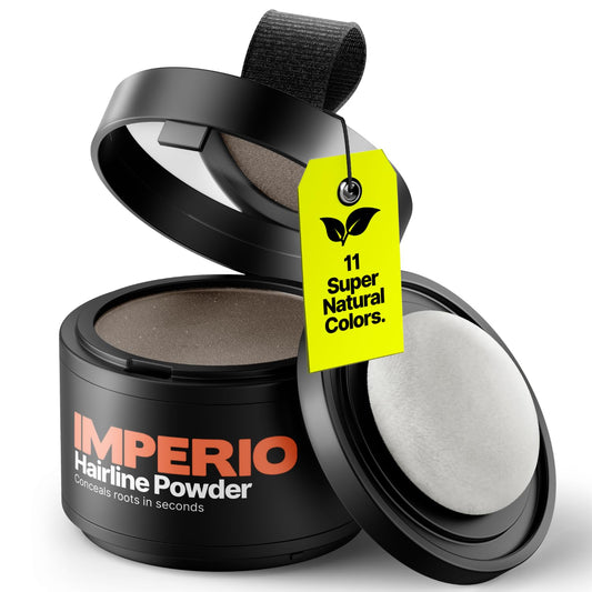 IMPERIO Root Touch Up Hair Powder for Concealing Hair Loss instantly - Hairline Powder for Women & Men - Water resistant Root Cover Up for Thinning Hair in Premium Hairdressing Quality (Medium Brown)