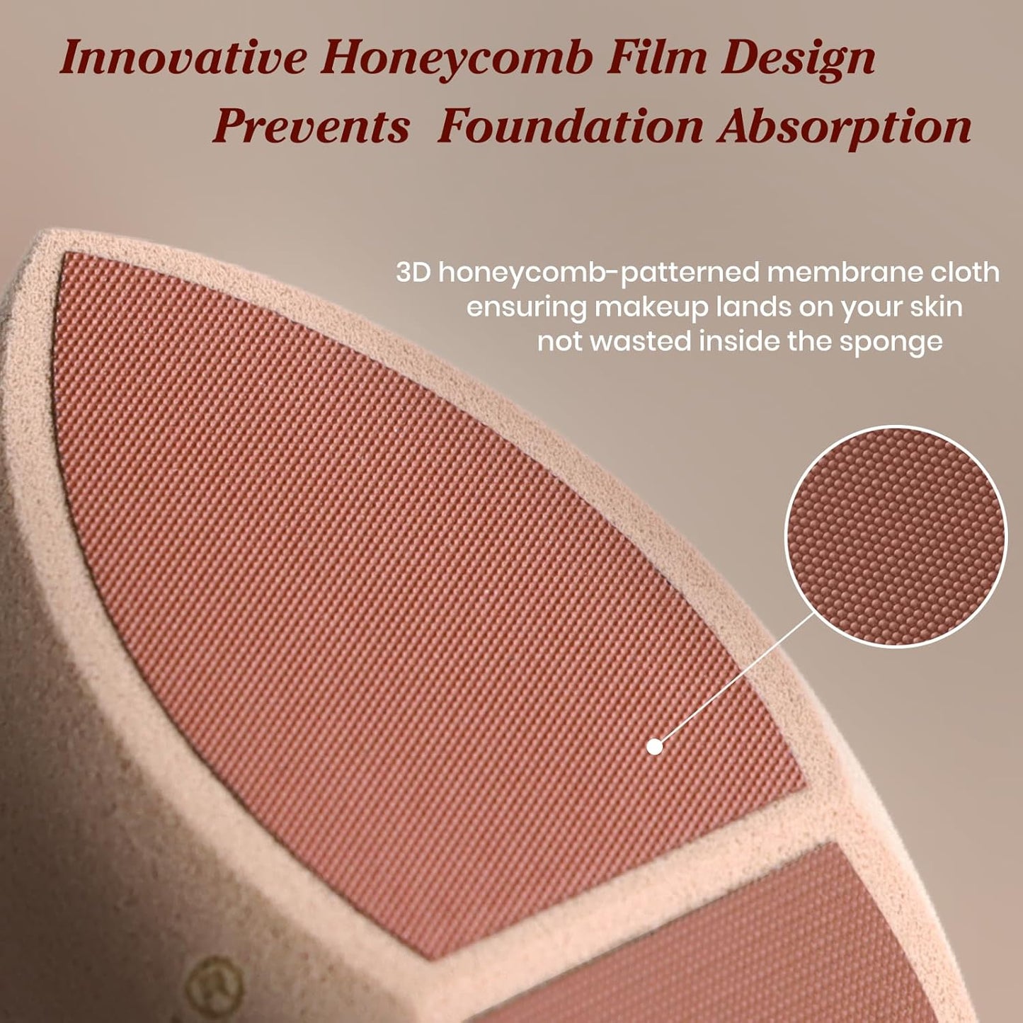 Honeycomb Film Makeup Sponge for Foundation, Reduces Liquid & Cream Waste, Soft and Latex Free, Skip the Pre-Wetting,Designed for Face & Foundation, 2PCS Beauty Makeup Blender Sponges