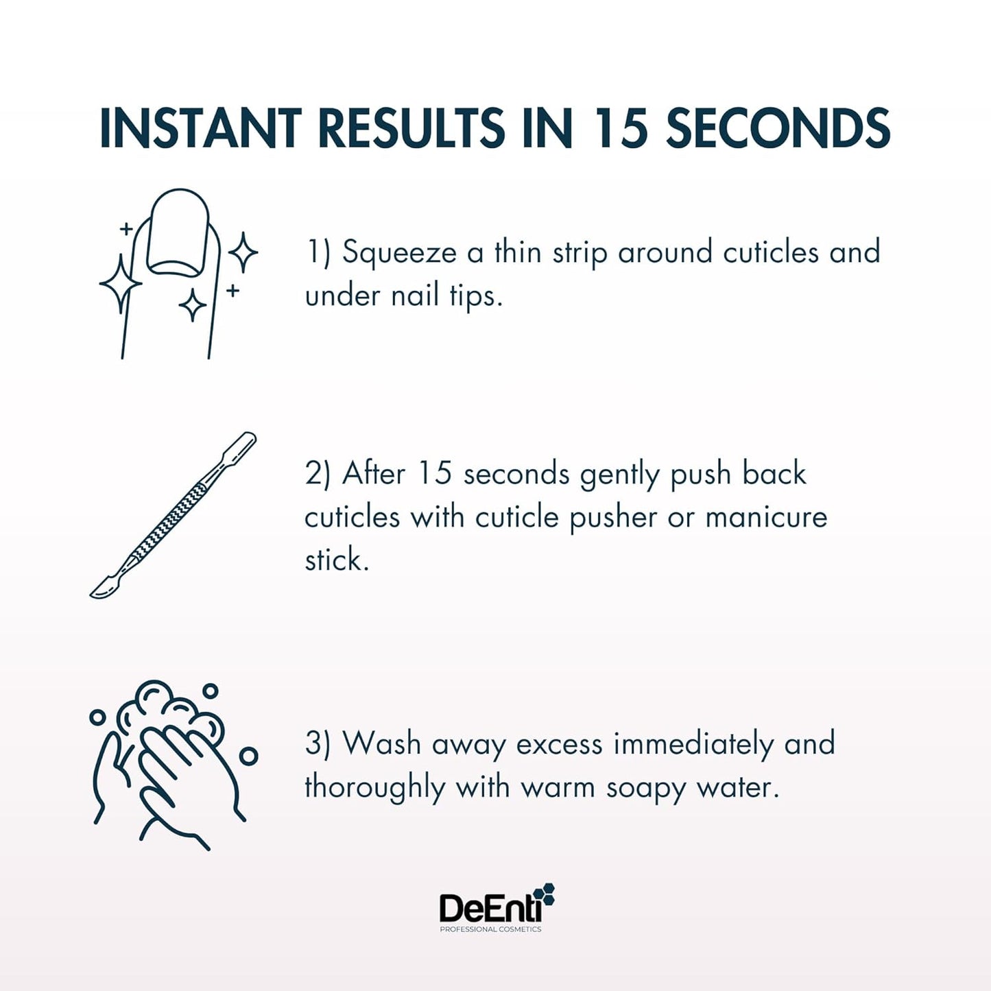 DeEnti Instant Cuticle Remover Gel, Professional Cuticle Softener with Instant 15-Second Removal, 8oz Bottle for Hand, Foot & Nail Care, Salon Quality Manicure & Pedicure Supplies