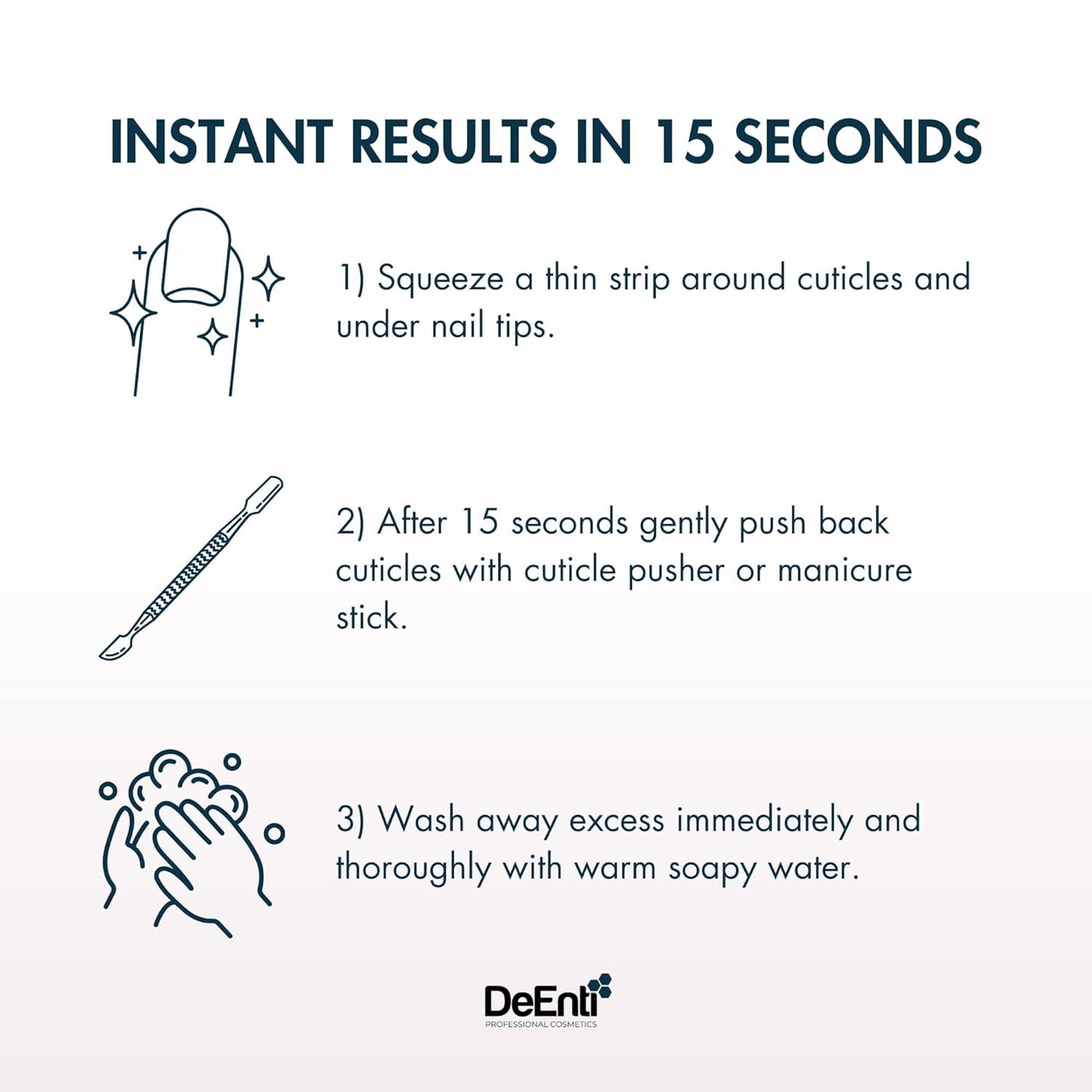 DeEnti Instant Cuticle Remover Gel, Eucalyptus, 8 Oz Bottle, Professional Cuticle Softener, Salon Quality Manicure and Pedicure Supplies