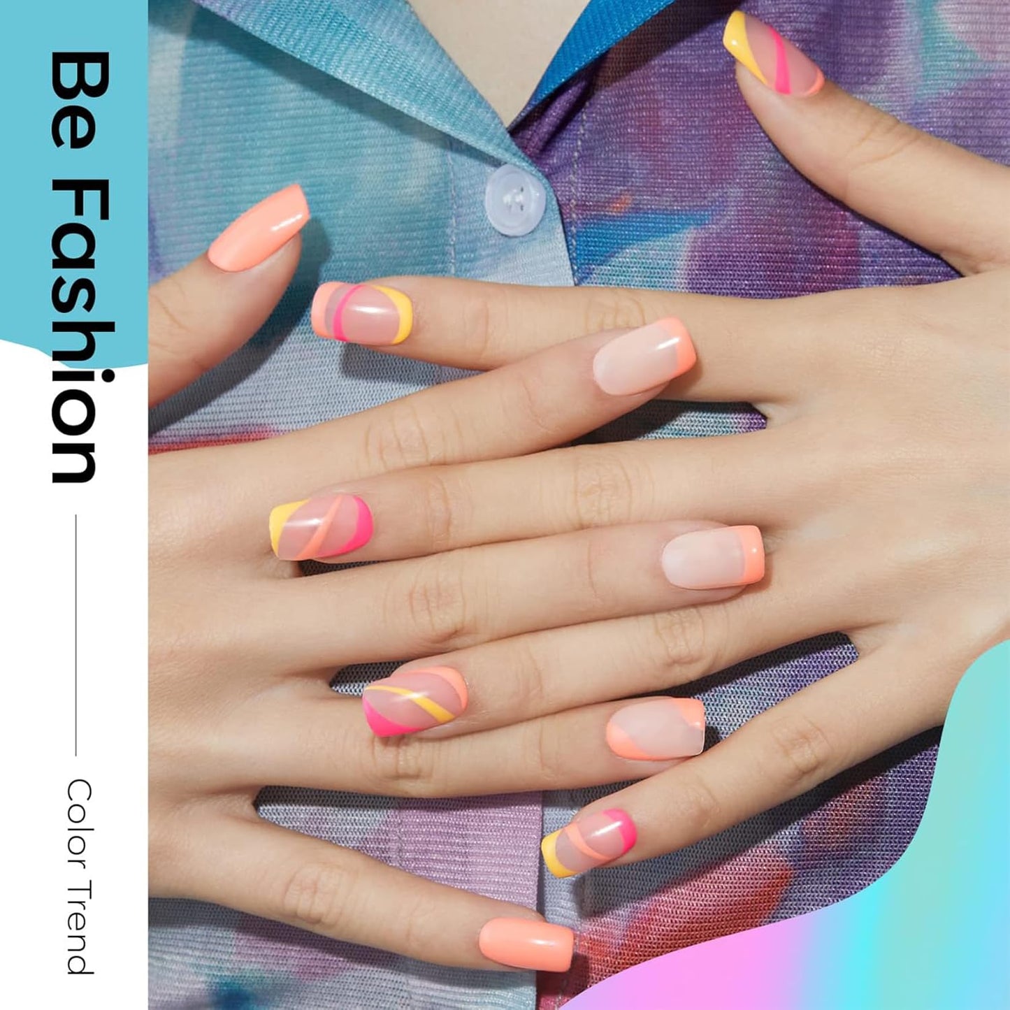 modelones Gel Nail Polish Set - 6 Colors Neon Bright Gel Polish Hot Pink Royal Blue Purple Turquoise Peaches Coral Yellow Nail Polish Soak Off LED Manicure DIY Salon Gift Unisex