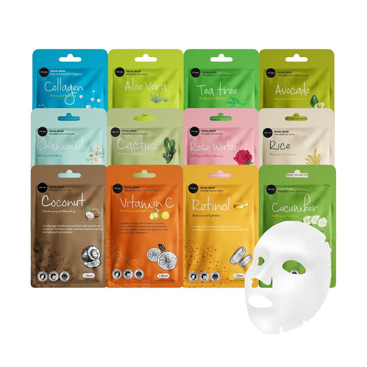 Celavi Essence Facial Face Mask K-Beauty Skincare Korea Skin Care Moisturizing 12 Pack B Set