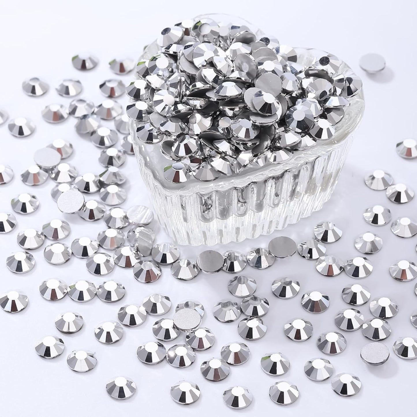 Silver Flatback Rhinestones, Glass Rhinestones for Nail Art and Craft, Glue Fix, Loose Crystal Gemstones(Silver, SS20, 1440pcs, 4.6-4.8mm)