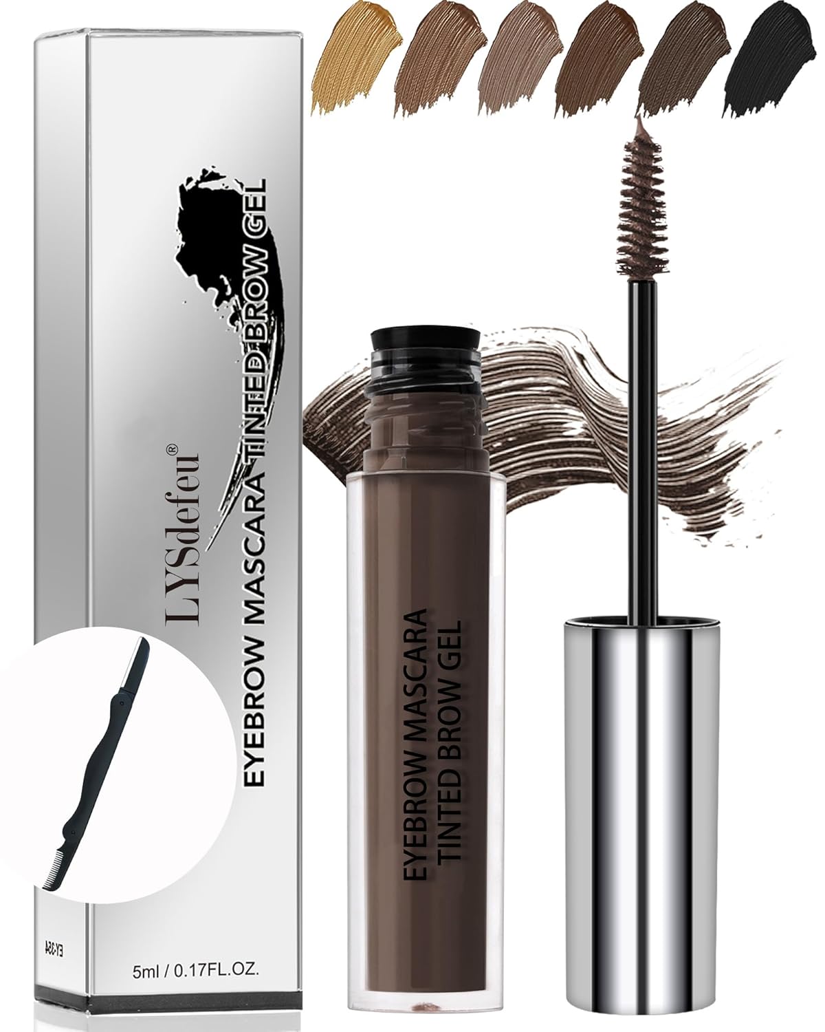 Waterproof Long Lasting Smudge-Proof Liquid Eyebrow Makeup, Tinted Eyebrow Gel, Volumizing Enhance Brow Mascara for Women, With Brow Razor Brush - 05 Taupe