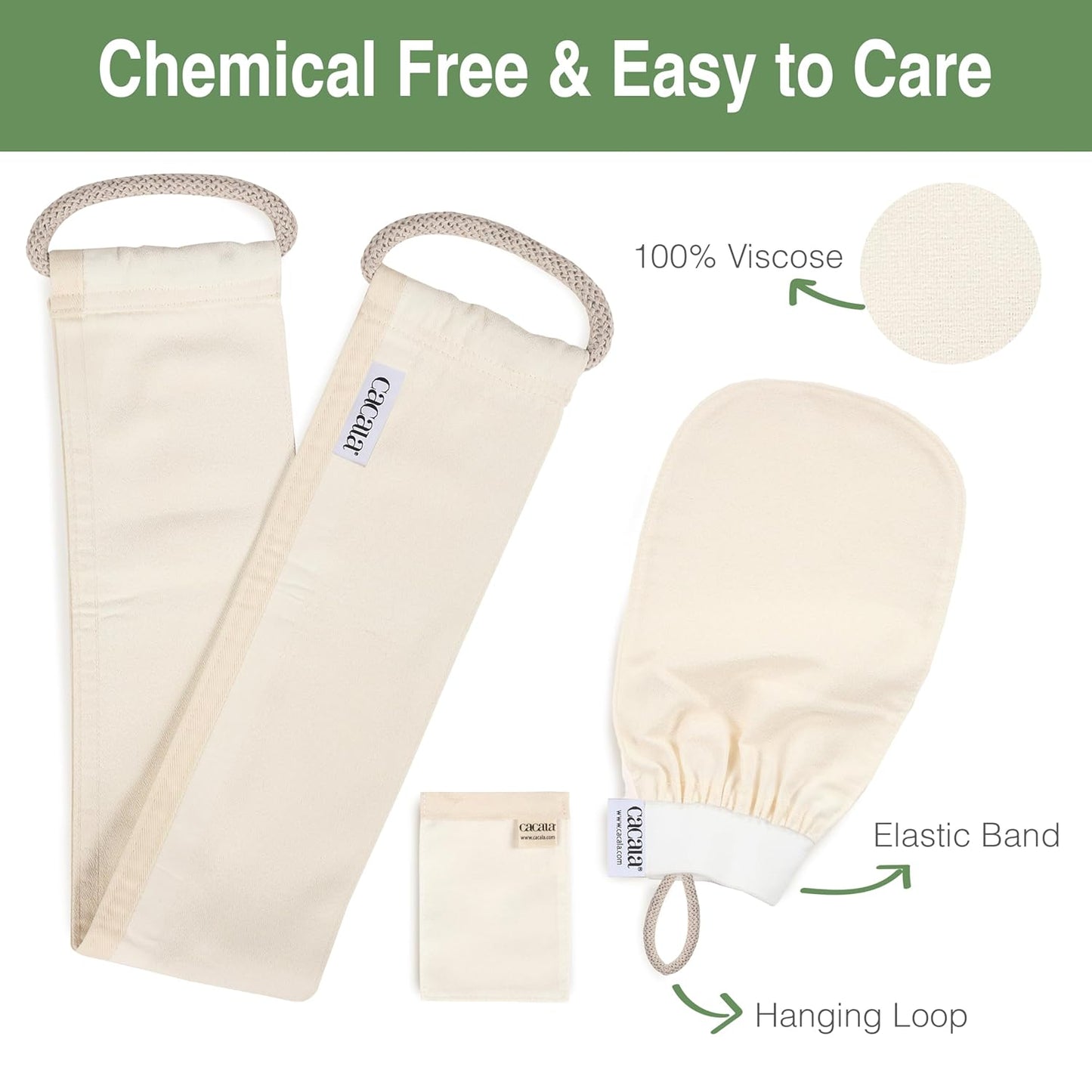 Set of Exfoliating Glove, Face Scrubber & Back Scrubber for Shower, 100% Vegan Viscose exfoliating body scrubber, Bath Hammam Kese & Spa Mitt