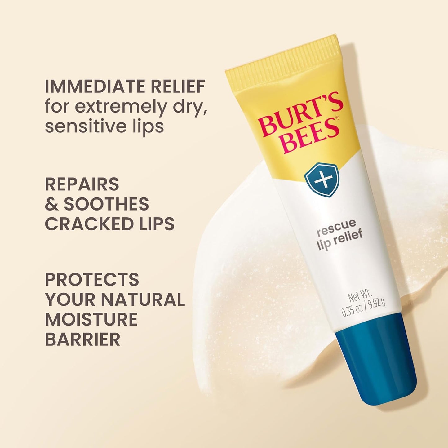 Burts Bees Rescue Lip Relief with Shea Butter and Echinacea, 100% Natural Origin, 0.35 Ounces