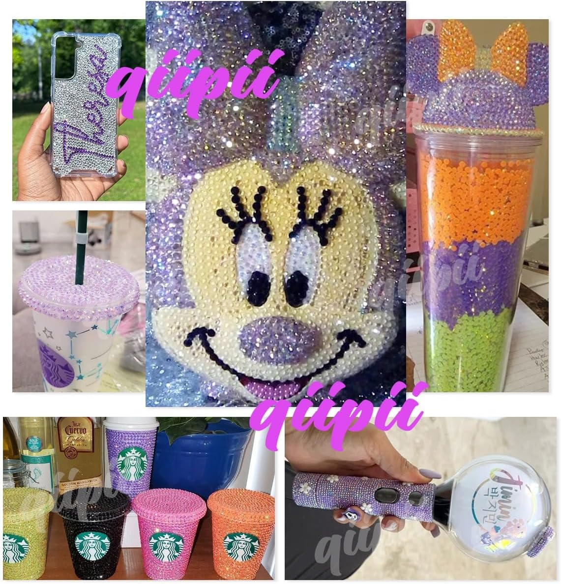 Light Purple AB Resin Rhinestones w B7000 Jewelry Glue for Bedazzling Crafting 3mm 4mm 5mm 6mm Violet Flatback Jelly Stones Bulk SS10-SS30 Diamonds Gems for Nails Face Makeup Tumblers Crafts