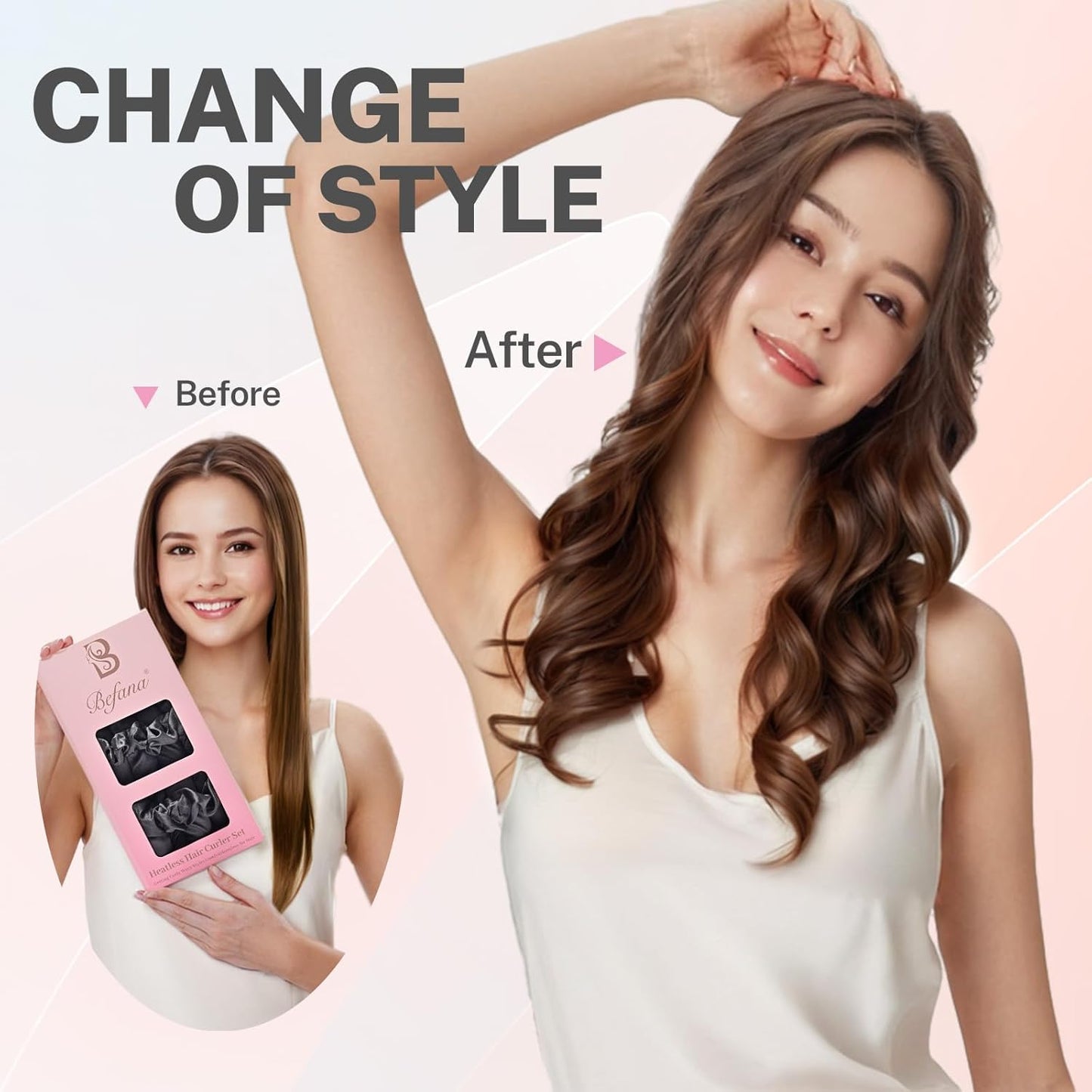 Satin Heatless Hair Curler Set: Achieve Overnight Heatless Curls for Long and Short Hair! Rollers with 2 Hair Scrunchies, Sleep - Friendly Damage - Free Curlers for Soft Natural Waves (Black)