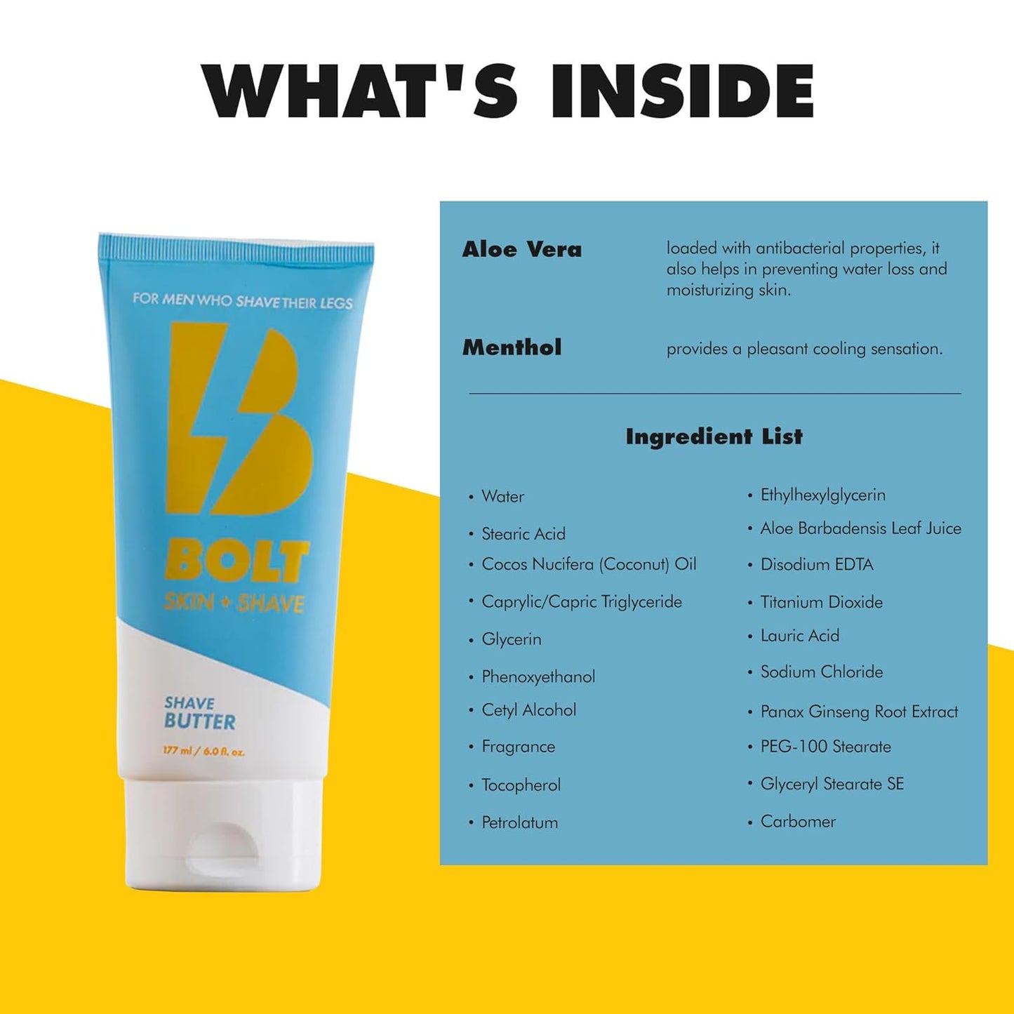 Shave Butter for Men - Ultimate Comfort for Smooth, Gliding Shaves - Reduces Nicks, Cuts and Irritation for a Luxurious Leg Shave with Cooling Aloe Vera and Menthol - 6 Fl Oz