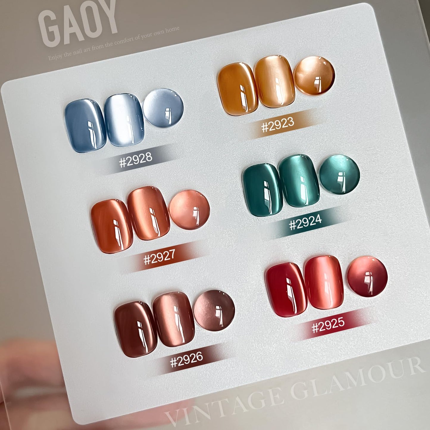 GAOY Silk Glitter Cat Eye Gel Polish Set with Magnet, 6 Colors IncludingJelly Red Green Brown Yellow UV LED Soak Off Nail Polish Home DIY Manicure Nail Salon Varnish