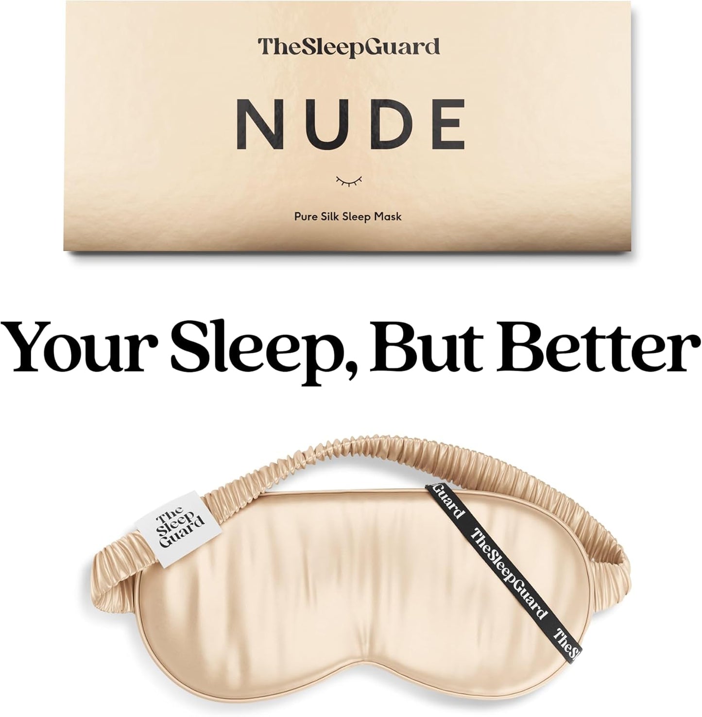 Pure Silk Sleep Mask [100% 6A Mulberry Silk, 22 Momme] Light Blocking Travel Essentials. Eye Masks for Sleeping. Black Oeko-Tex Blindfold. Eye Covers for Men & Women