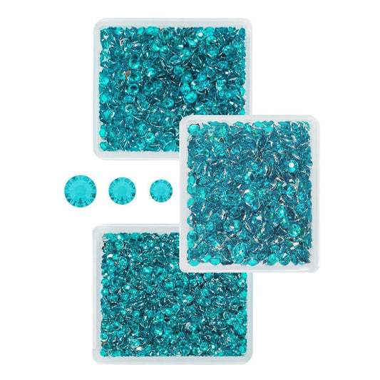 Teal Blue Crystal Resin Rhinestones for Crafting Turquoise Blue Flatback Stones Gems 3mm 4mm 5mm Non-Hotfix Diamonds Crystals Charms for Nails Face Eyes Makeup Body Tumblers Mugs Crafts Shoes