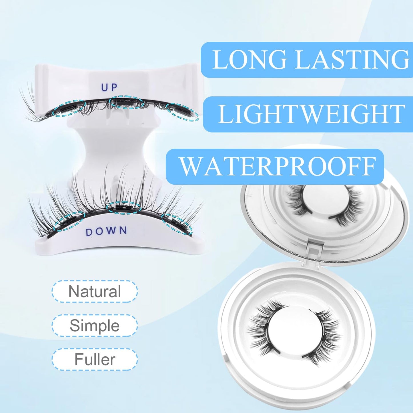 Ealra Craft Magnetic Eyelashes with Applicator,Reusable Magnetic Eyelashes Natural Look,Easy to Wear and Remove Reusable Soft Lashes kit No Glue Needed(Simple)