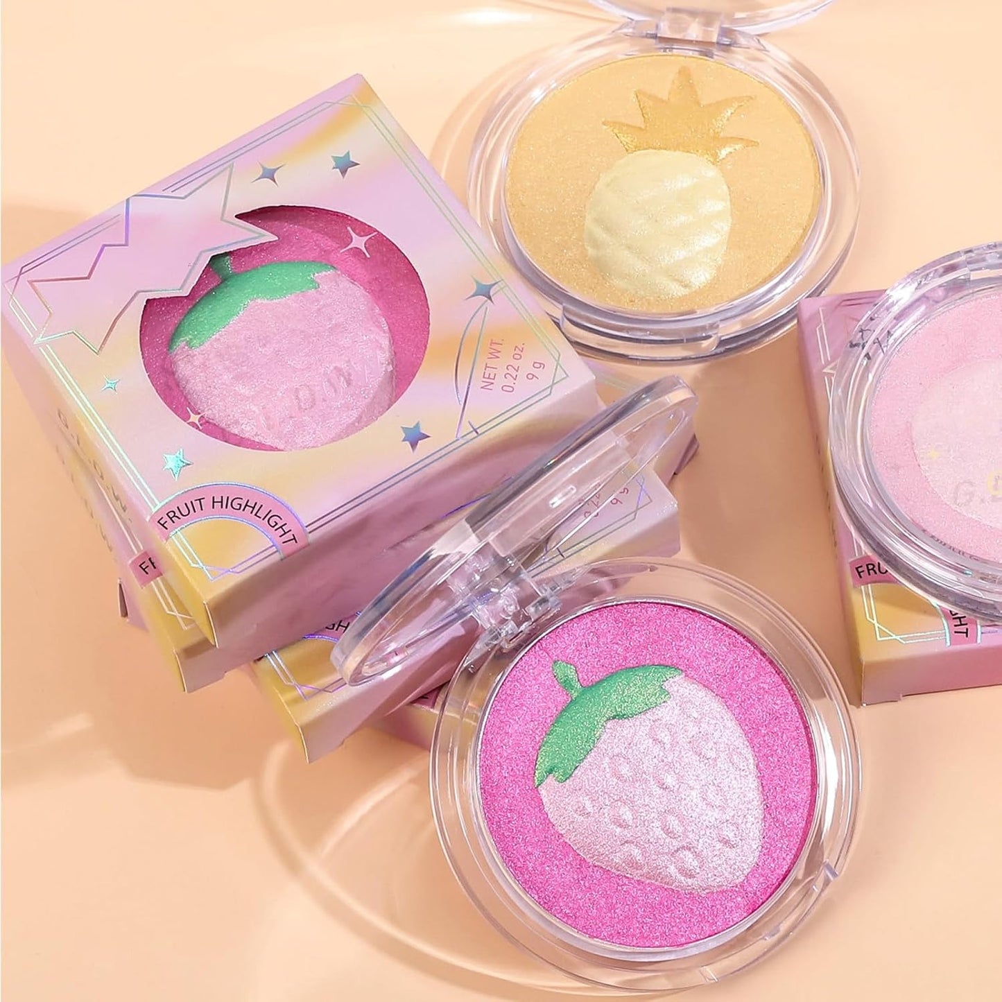 Highlighter Makeup Palette Face Highlighter Palette Glitter Highlighter Powder Palette Iluminadores de Maquillaje for Face Highlighters & Illuminator (Champagne)