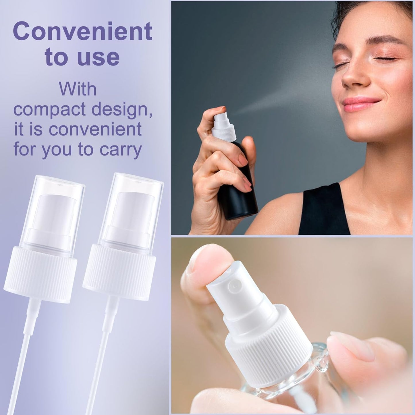 8pcs Spray Bottle Top, Fine Mist Spray Nozzle with 5.9" Dip Tube, Trigger Sprayer Pump Replacement for Perfumes Essential Oil Cleaning Solution- White