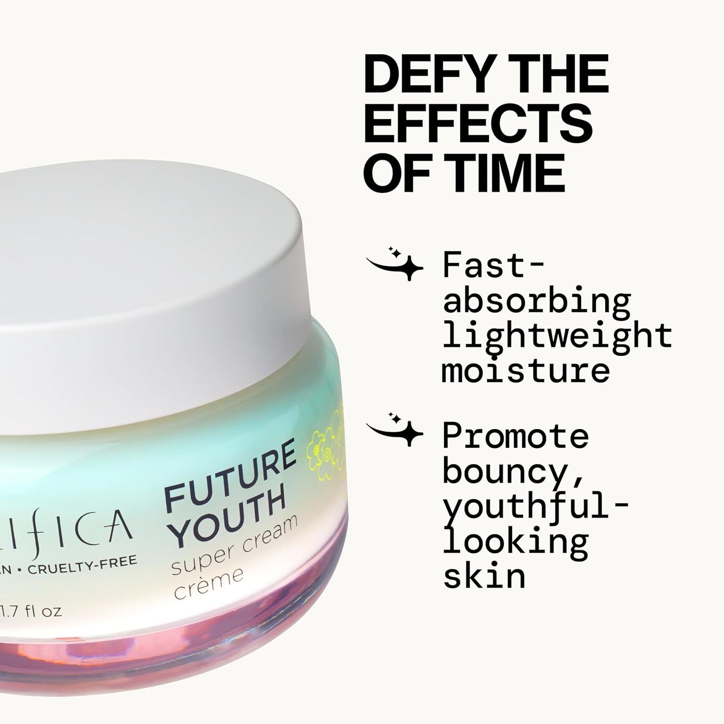 Pacifica Future Youth Super Cream – Daily Anti-Aging Moisturizer for All Skin Types, Lightweight Hydration with Advanced Peptides & Antioxidants, Improves Firmness & Elasticity, Vegan & Clean Beauty