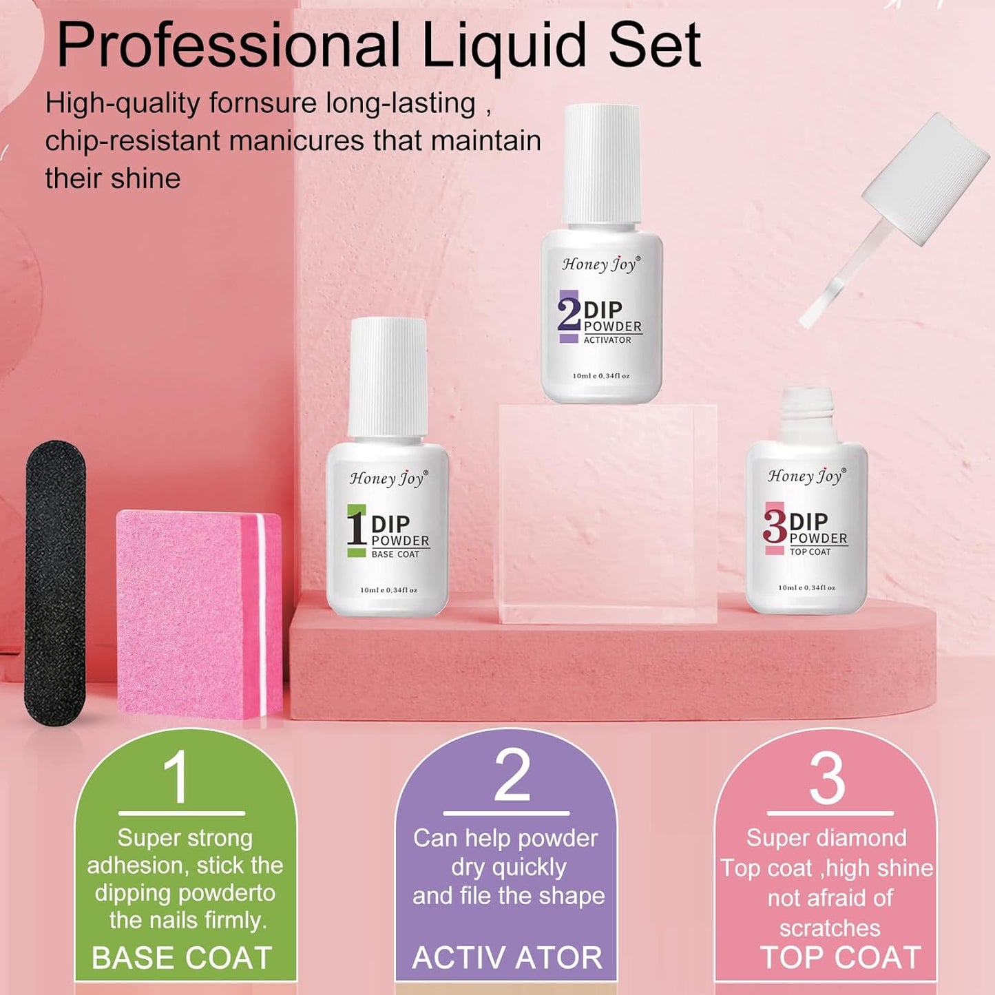 Honey Joy Dip Powder Nail Kit Starter,4 Colors Wine Red Glitter Dark Barn Red Dipping Powder Liquid Set with Base Top Coat for Nail Art Manicure Salon DIY No LED Nail Lamp Needed, Dip-7pcs-No.22