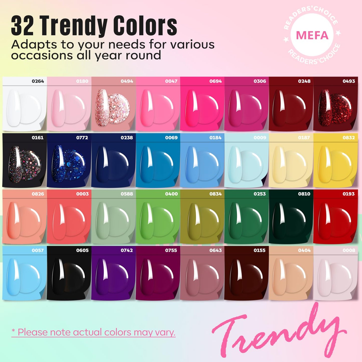 MEFA 56 Pcs Gel Nail Polish Kit with U V Light, 32 Colors Hot Pink Colorful Gel Nail Kit Glitter nail Polish Set Nail Art Decorations Manicure Tools DIY Gifts