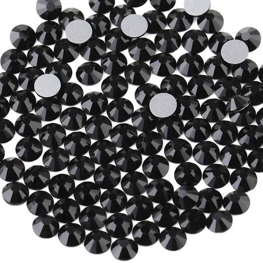 beadsland Flat Back Crystal Rhinestones Round Gems, Black (6.4-6.6mm) SS30/288pcs